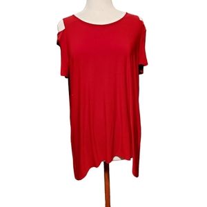 Cato 1xl Blouse top Shirt Red cold shoulder dimensions pit-pit 22.5", Bu…